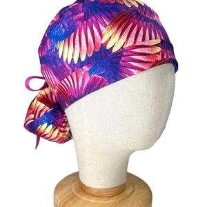 Vibrant Parrot Feather Print Surgical Cap